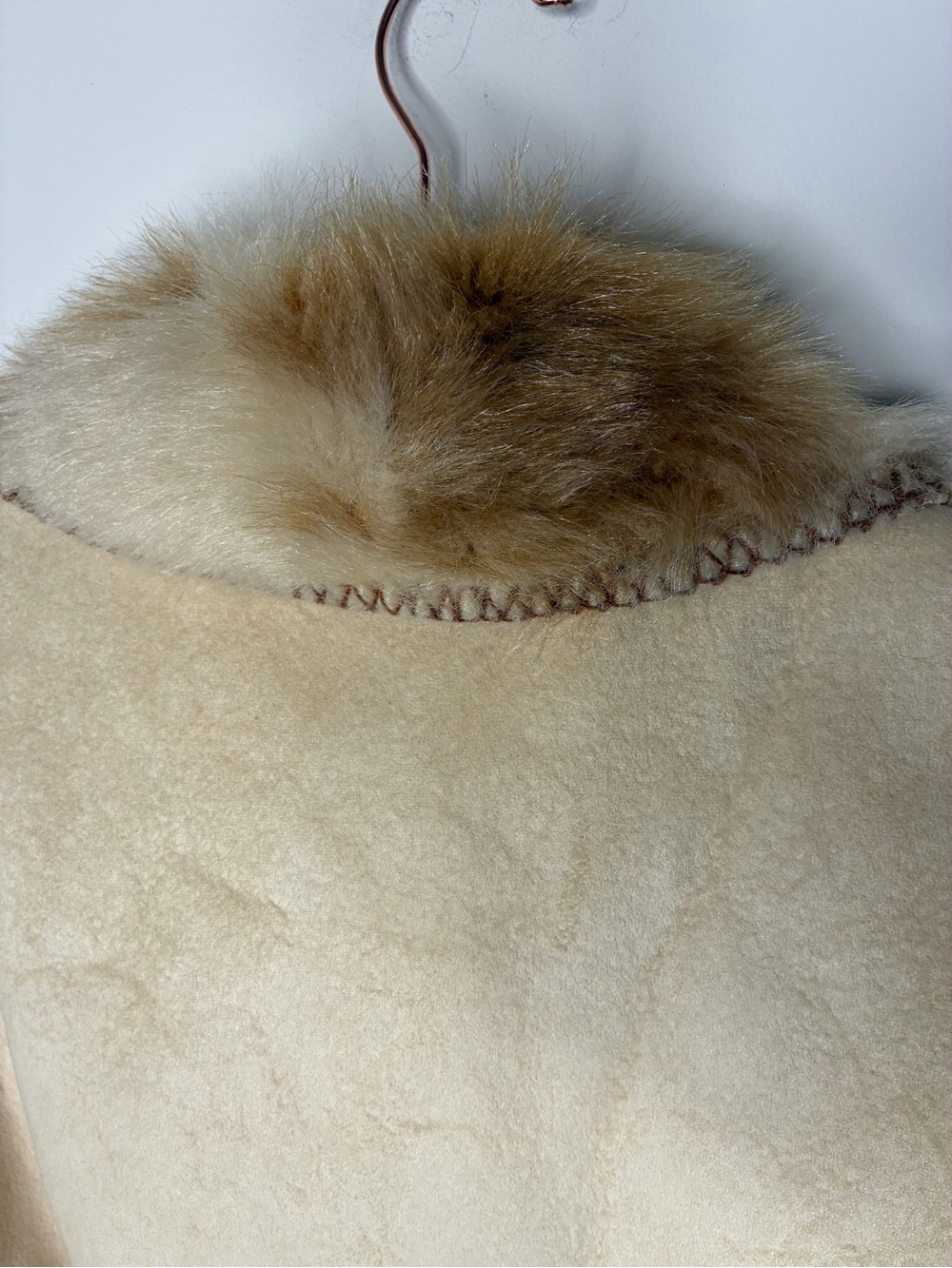 Coldwater Creek Boho, Gorpore, Cream Shearling Jacket with Brown Fur Trim 2X - Picture 9 of 13